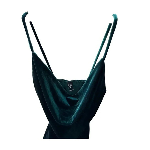 Windsor Vintage Chico A-line Dress Velour Spaghetti Straps Green Womens small - Picture 7 of 7